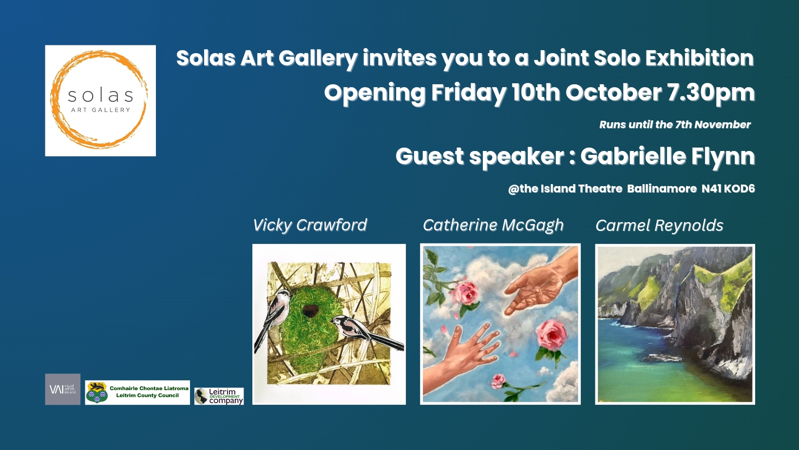 Joint Solo Exhibitions | Vicky Crawford, Catherine McGagh and Carmel Reynolds at the Solas Art Gallery