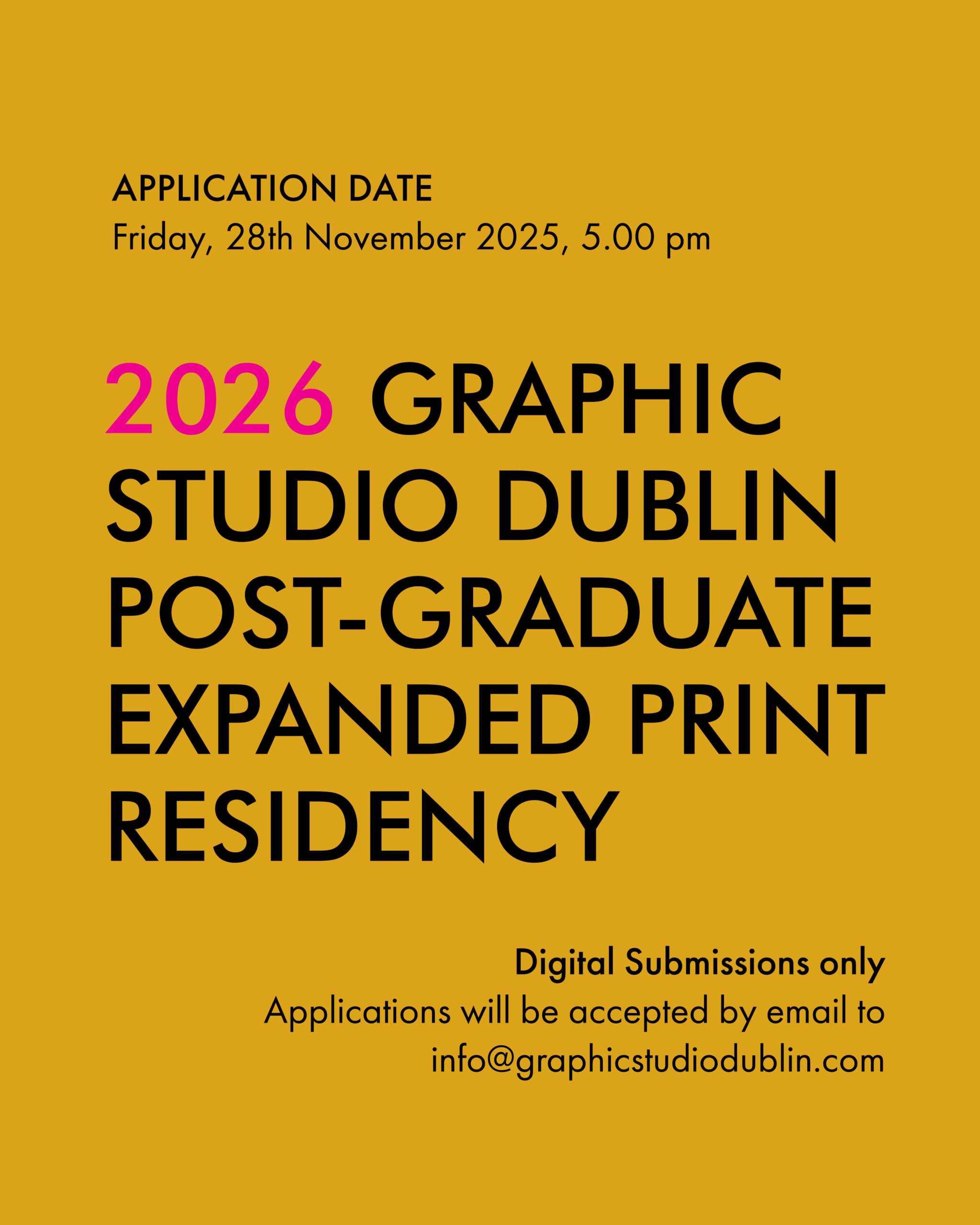 Open Call | Postgraduate Fine-Art Print Residency Award 2026 from Graphic Studio Dublin