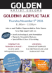 Workshop | GOLDEN Acrylic Talk with Peter France at Evans Art Supplies